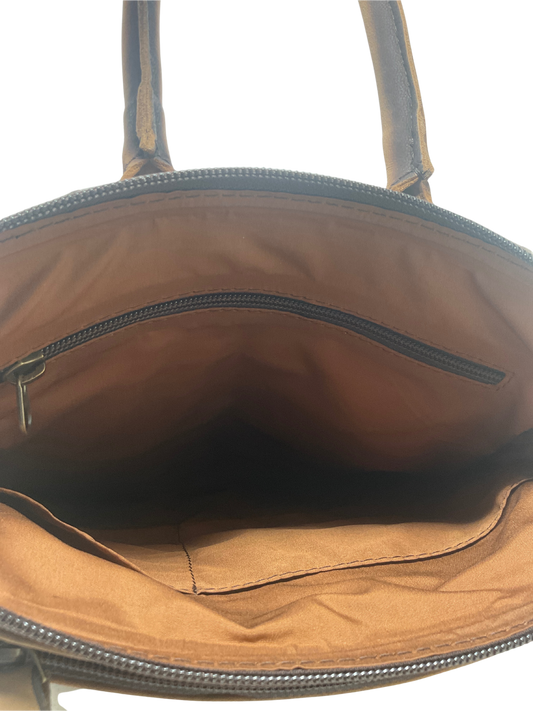 Leather w/Floral Carving Backpack