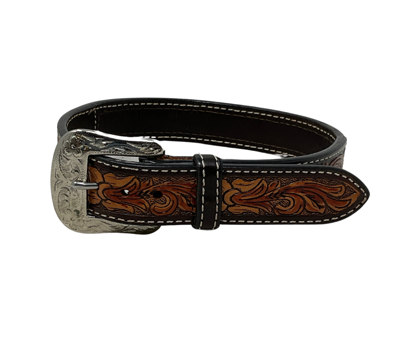 Dark Tooled w/Beaded Back Kids Belt