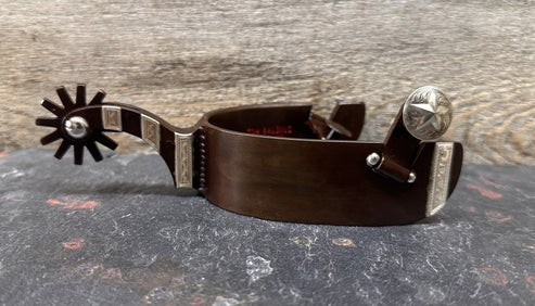 Men's Spur #83 Brown Finish - 4 Silver Engraved Bars