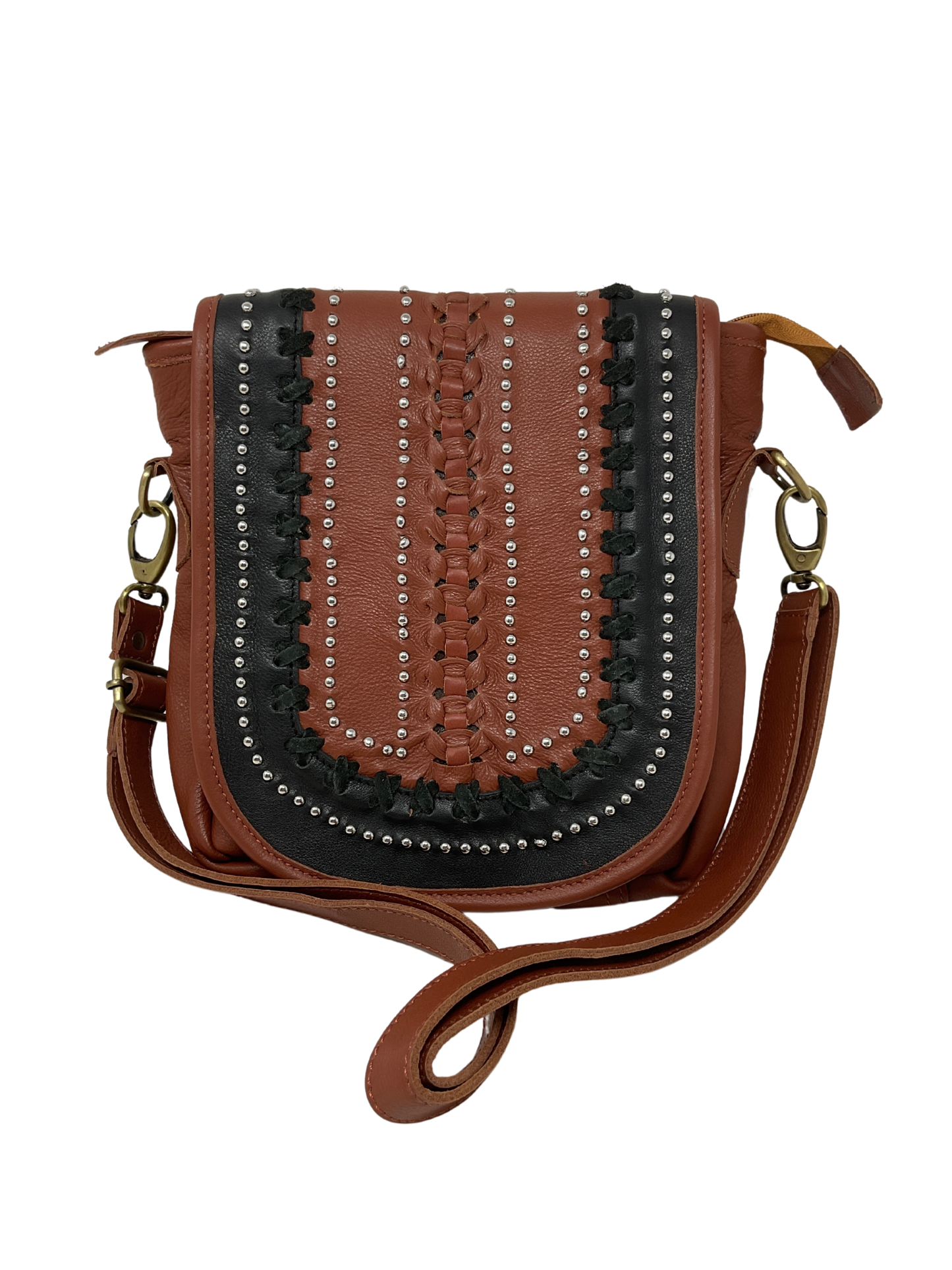 Leather Purse w/Black Accents & Dots