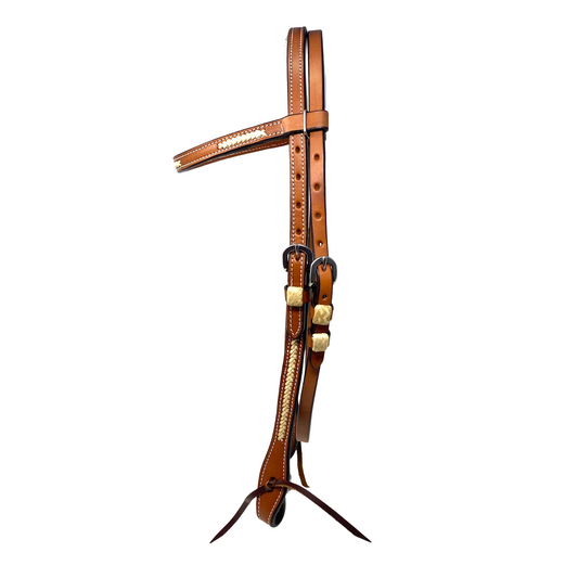 Browband with Laced Rawhide Accents