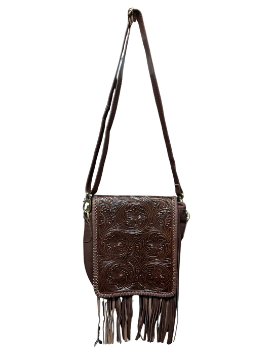 Dark Brown Floral Carved Purse