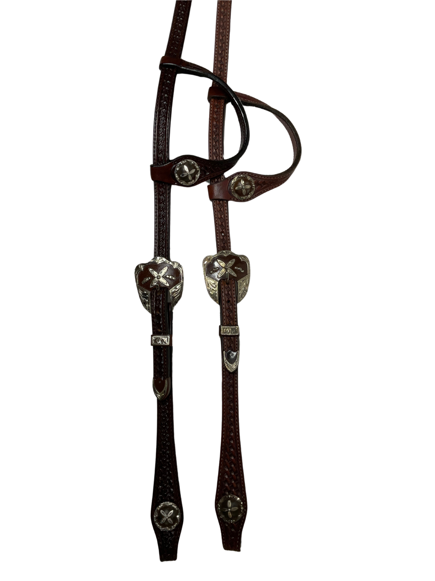 Single Ear Basket Stamped Rust Napa Buckles & Conchos