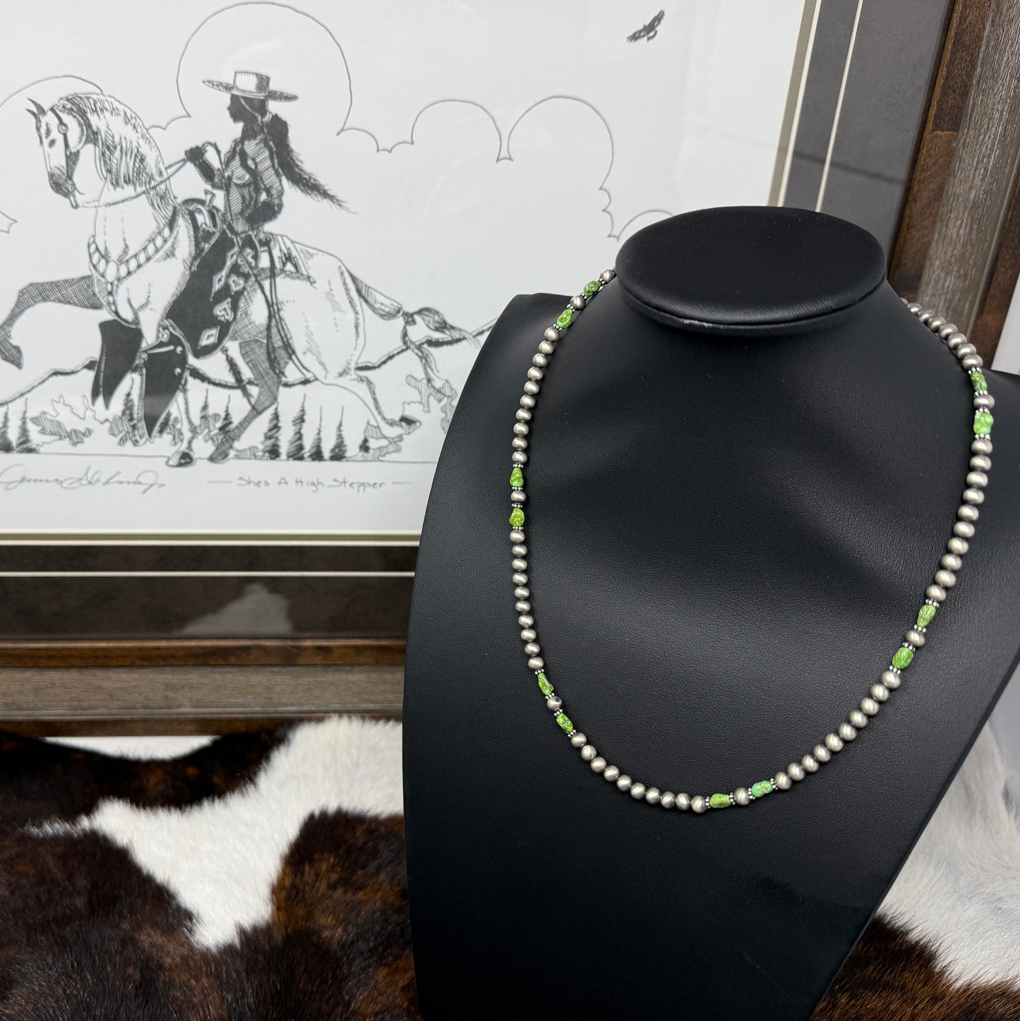 5mm Navajo Pearl Necklace w/Sonoran Gold stones