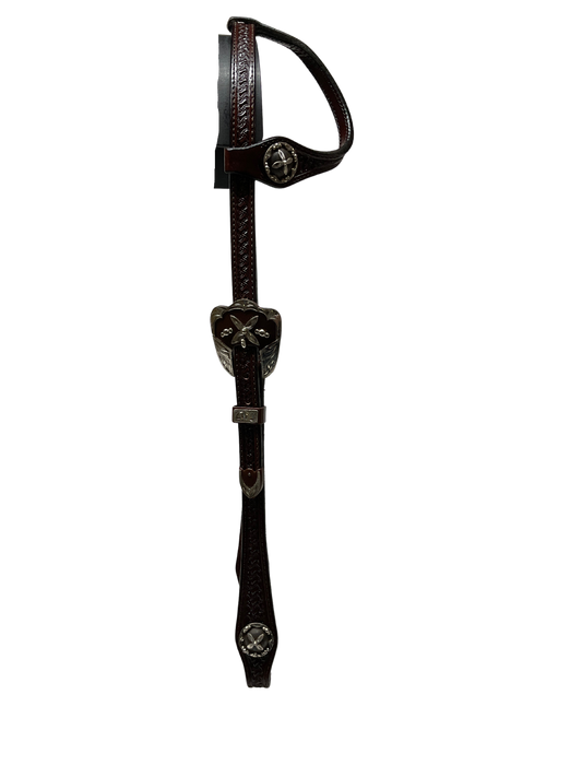 Single Ear Basket Stamped Rust Napa Buckles & Conchos