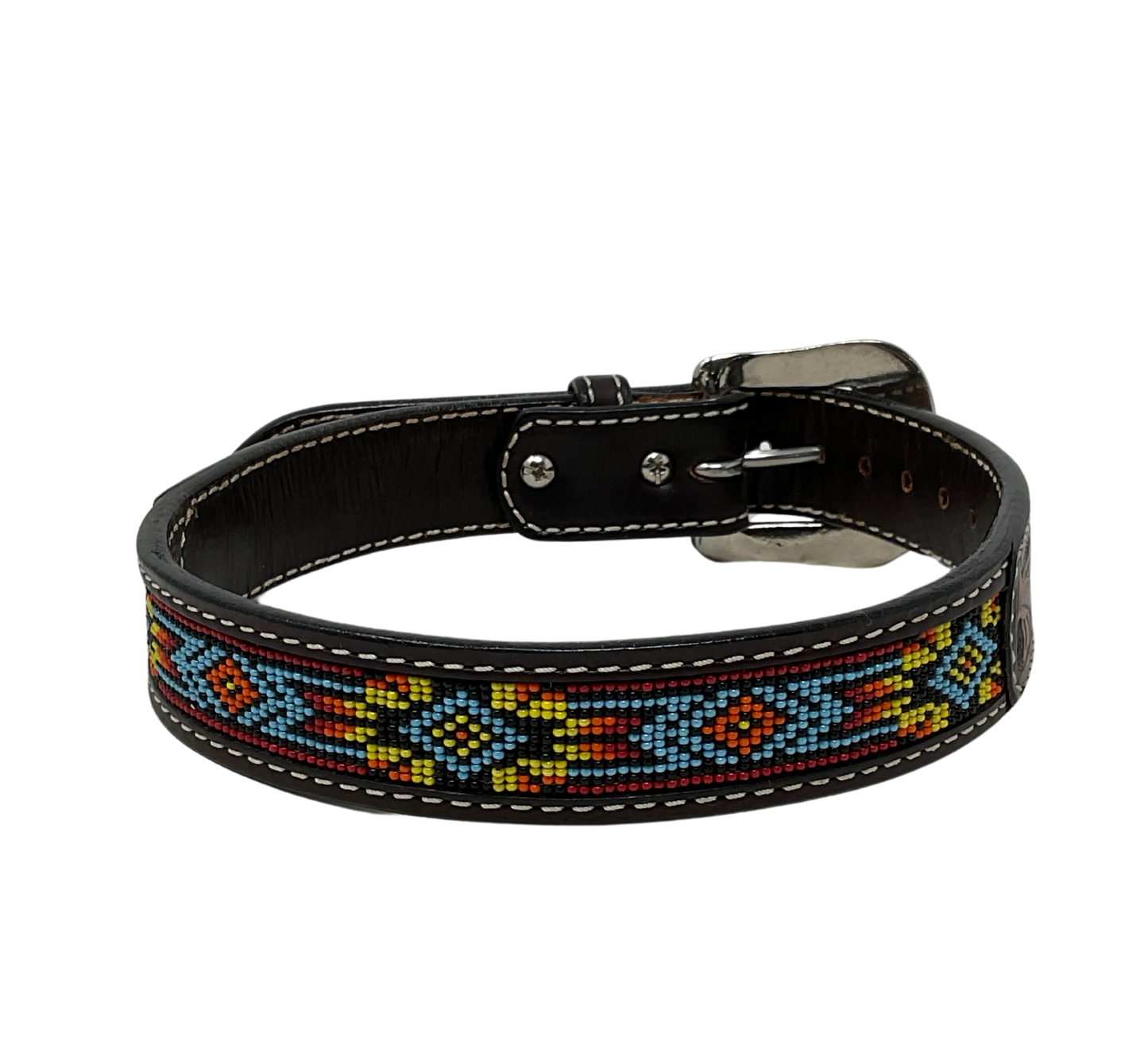 Dark Tooled w/Beaded Back Kids Belt