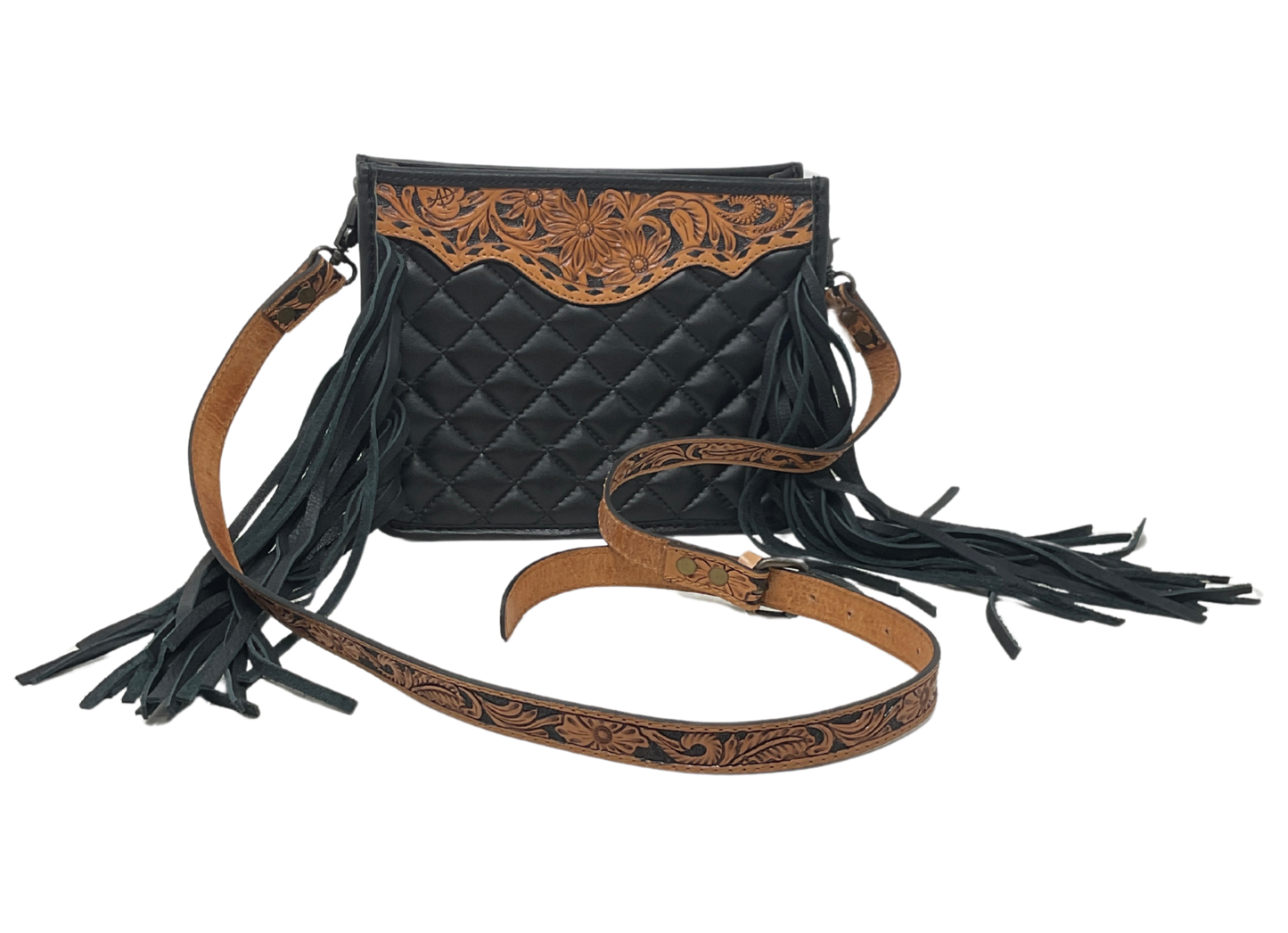 Black Quilted Leather Crossbody Purse