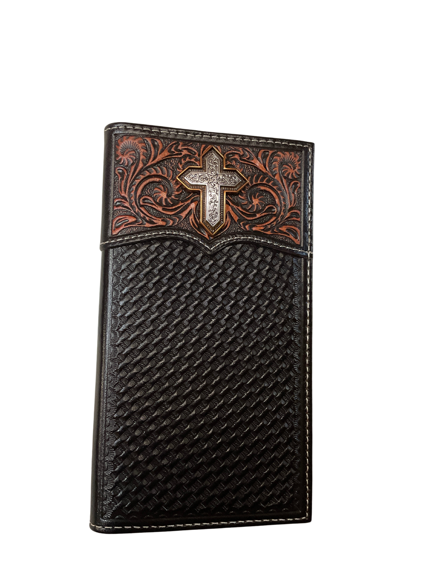 Dark Basket Stamp Wallet w/Cross Filigree