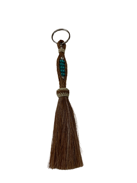 Horsehair Tassel w/Bead Center Keychain