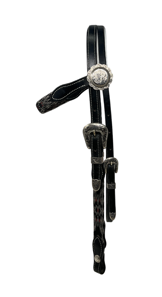 Silver Mounted Hitched Browband Headstall