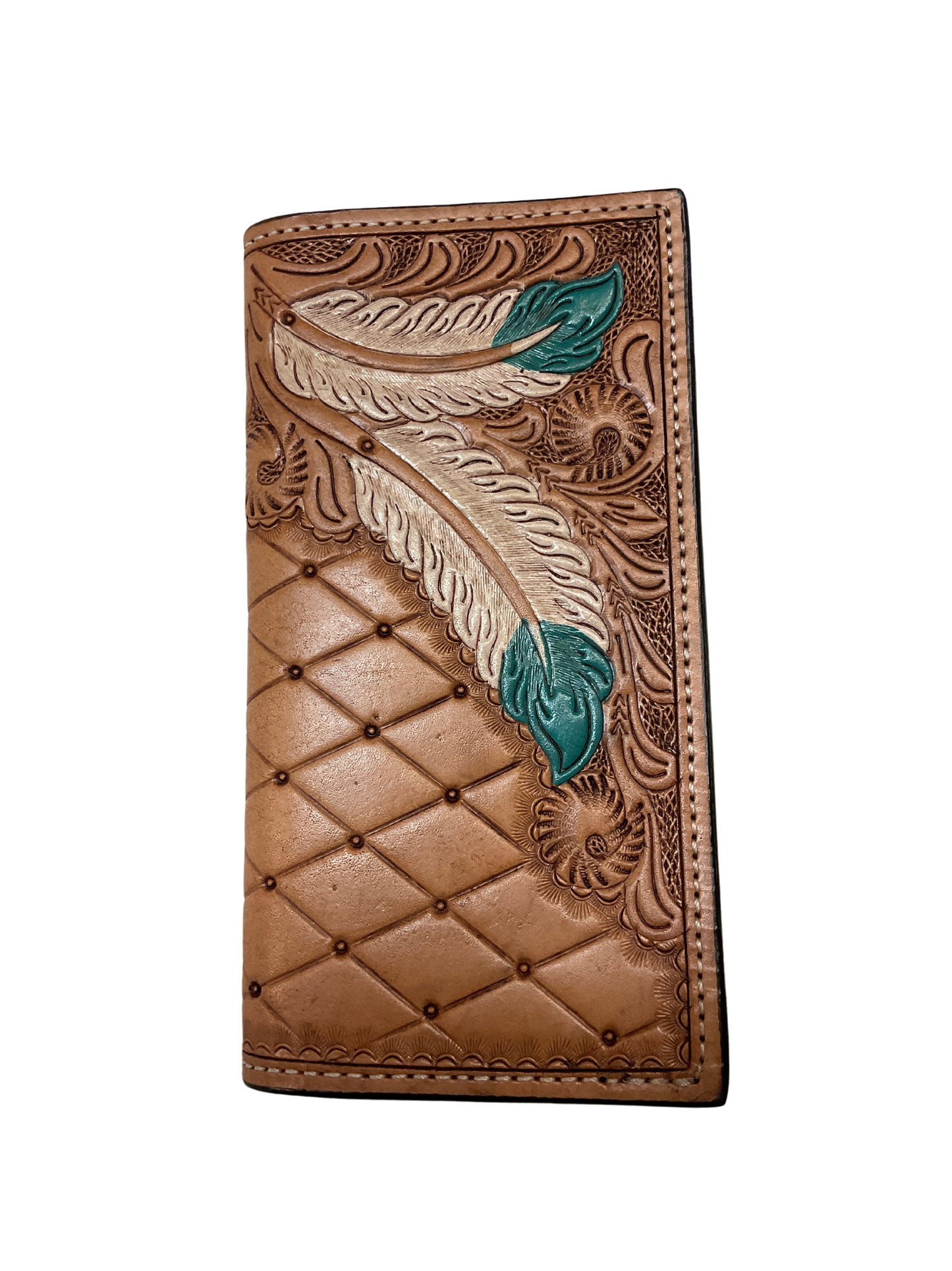 Wallet w/Hand Painted Feathers