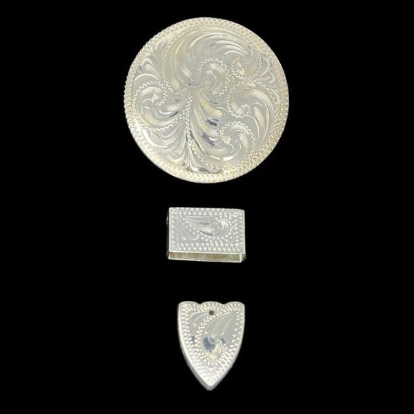 Oakdale Concho Buckle Set- Silver Plate