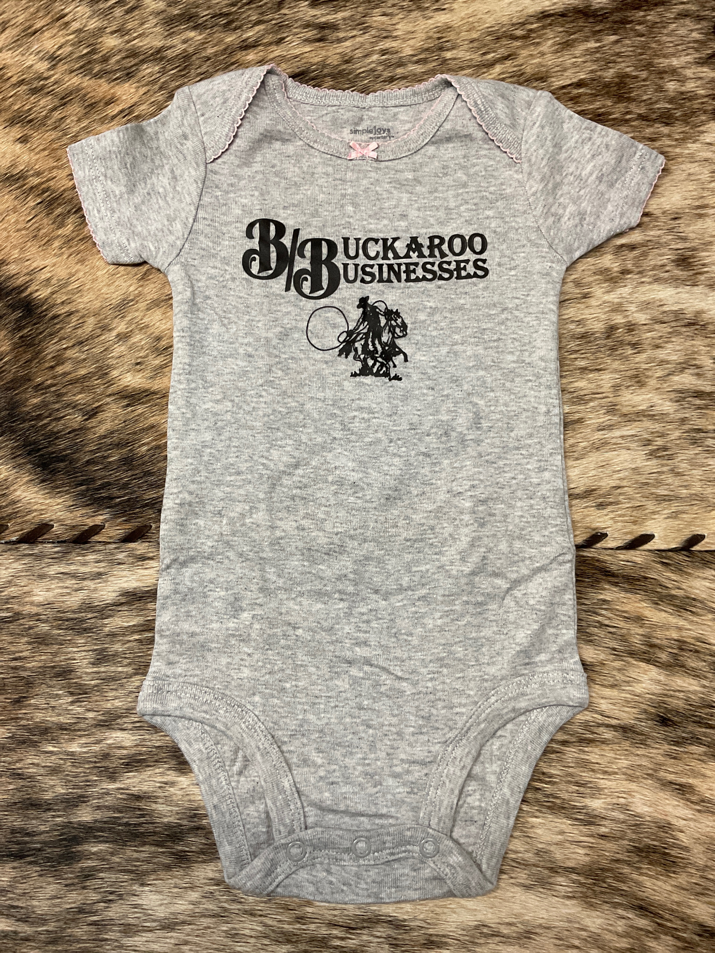B/B Gray w/Pink Bow Onesie