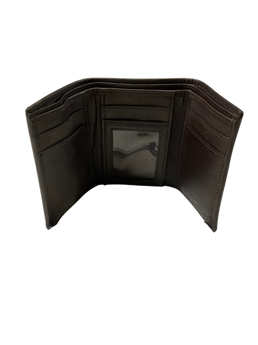 Trifold Basket Stamped Wallet w/Beaded Inlay