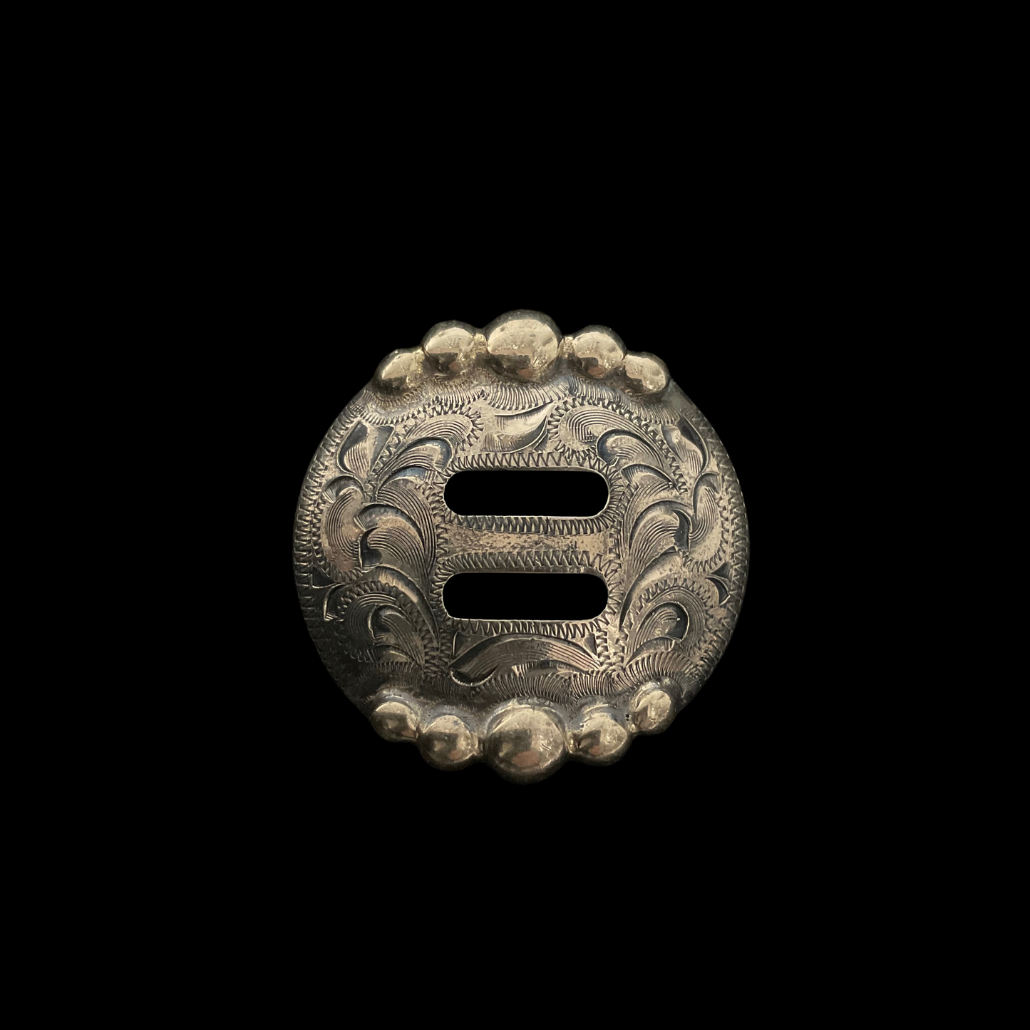 Antiqued Manzanillo Slotted Concho- Silver Plate