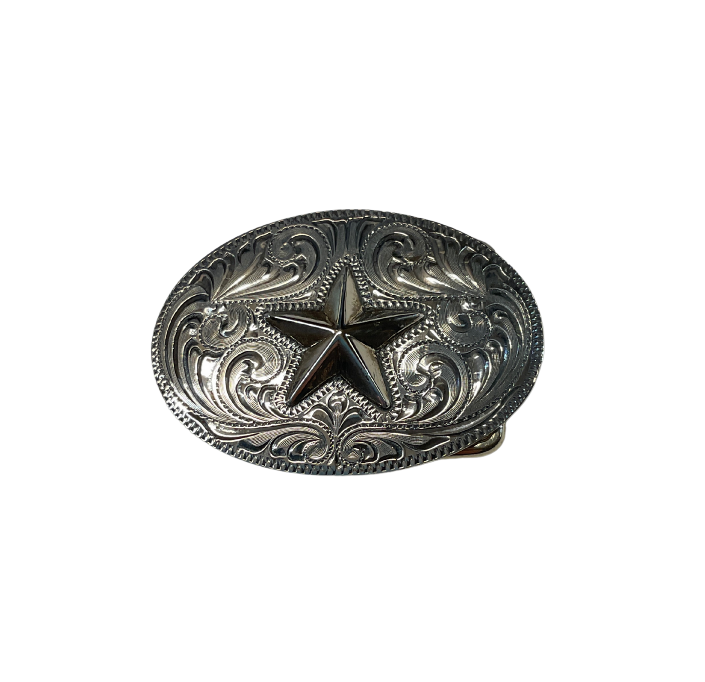 Sterling Silver Oval Star Belt Buckle