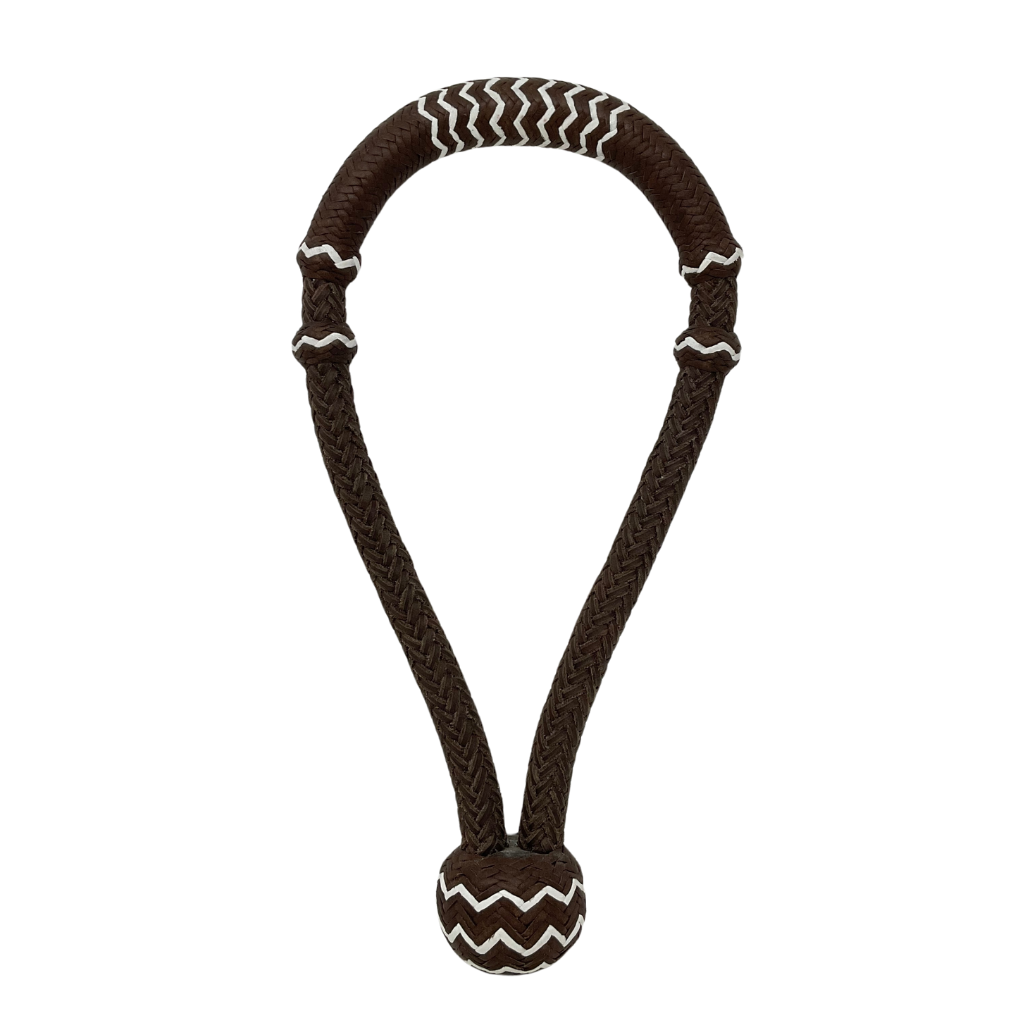 16 Plait 5/8" Chocolate Leather w/White Accents Bosal