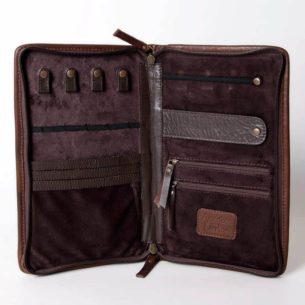 Cowhide & Floral Carved Jewelry Case