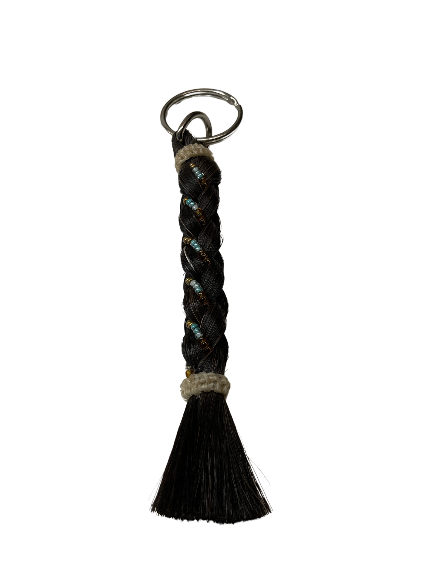 6" Braided Horsehair w/Beads Keychain