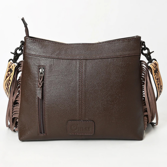 Crossbody Cowhide & Tooled Leather Purse