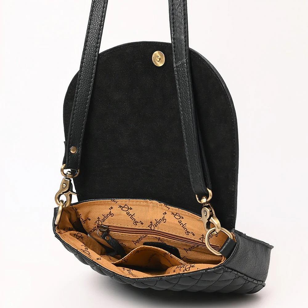 Dark Crossbody Tooled Leather Purse