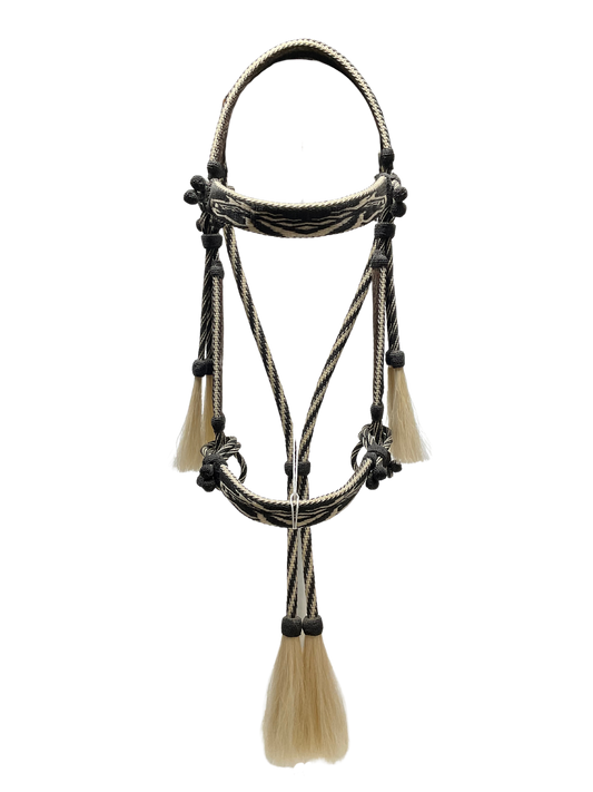 Hitched Horsehair Headstall w/Split Reins & Quirt