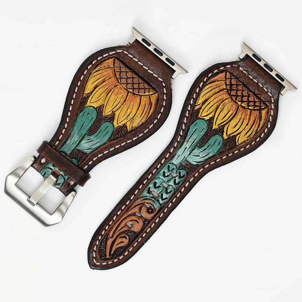 Painted Sunflower & Cactus Apple Watch band