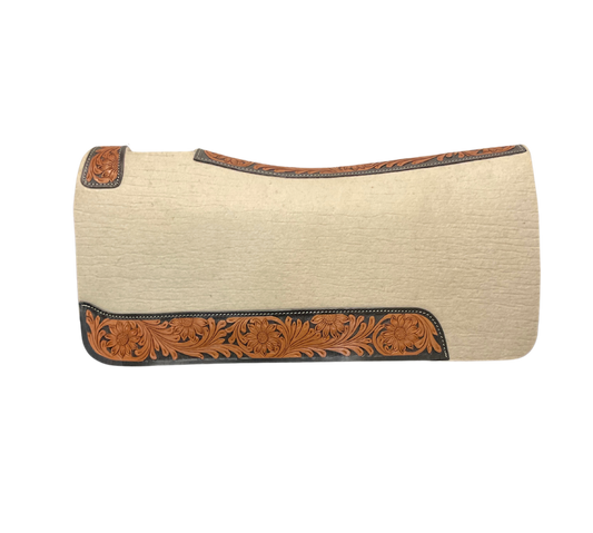 Wool Felt Pad- Tooled Wear Leather