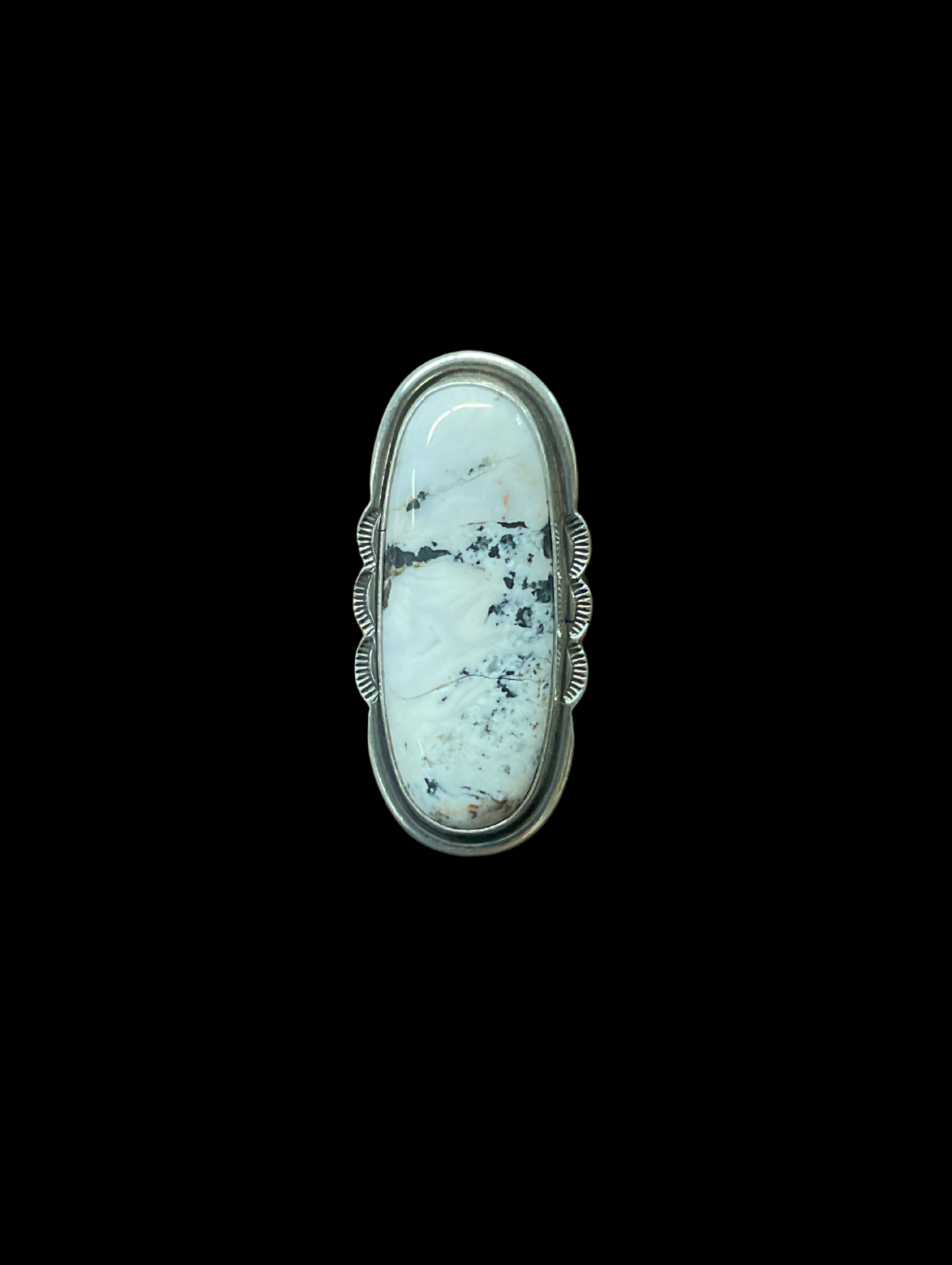 Long Oval White Buffalo Ring