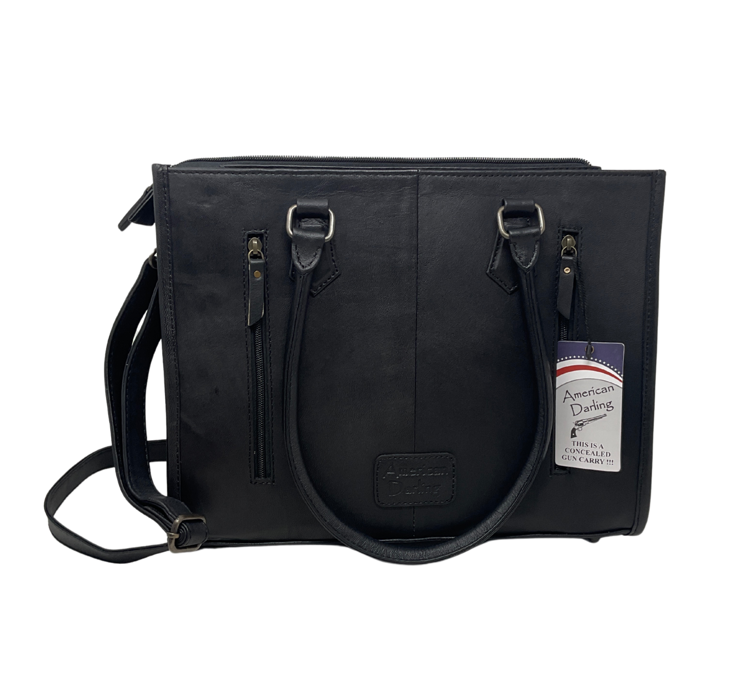 Black Quilted Leather w/Boot Stitch Tote/Purse