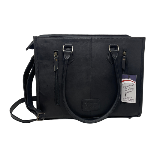 Black Quilted Leather w/Boot Stitch Tote/Purse