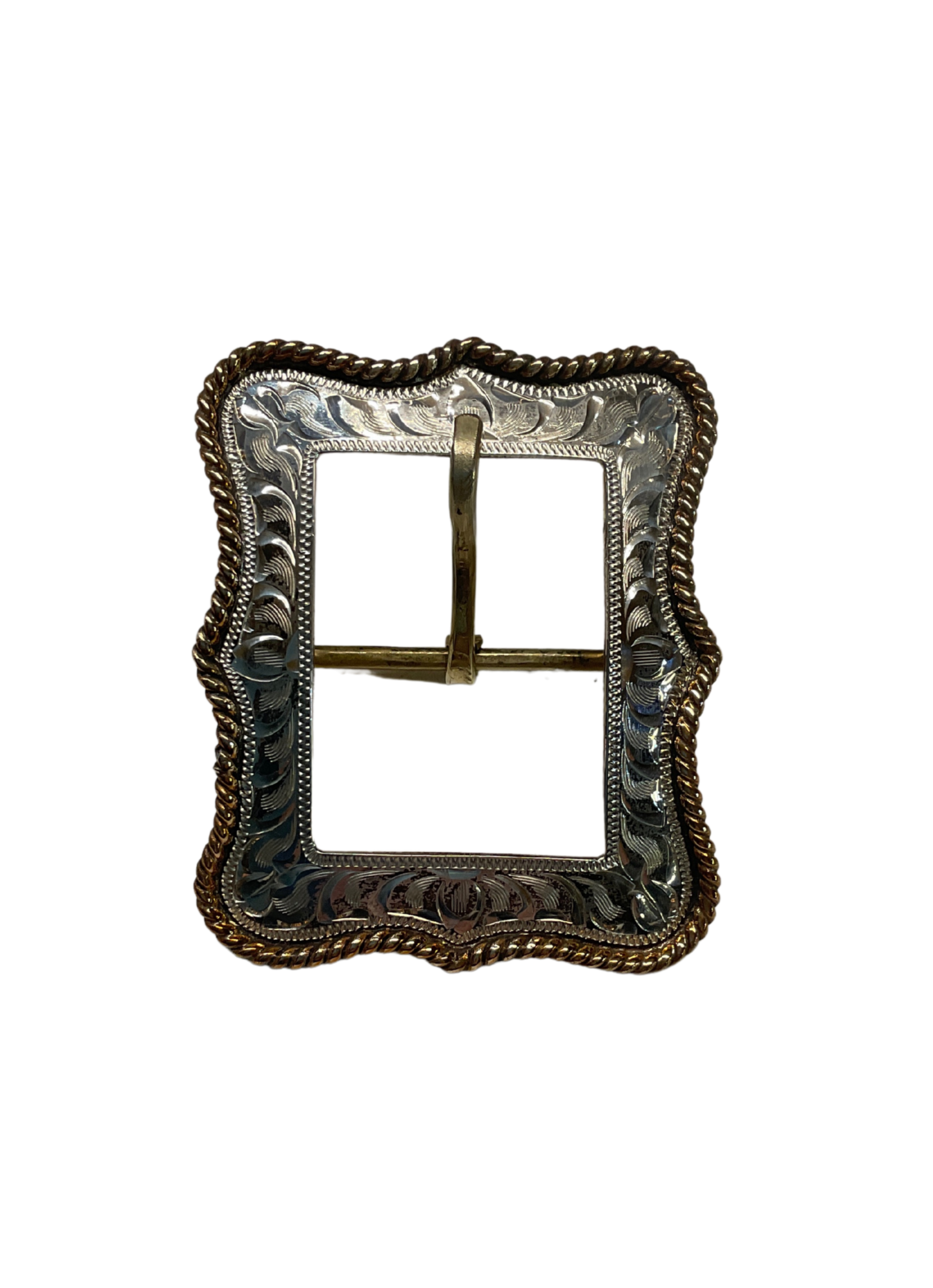 Sterling Silver w/Gold Rope Edge Buckle