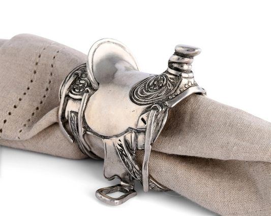 Western Frontier Pewter Cowboy Saddle Napkin Ring