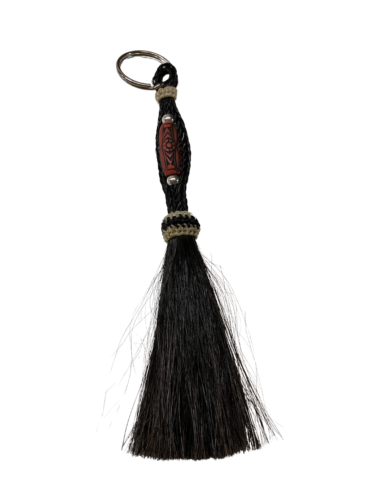 Horsehair Tassel w/Bead Center Keychain