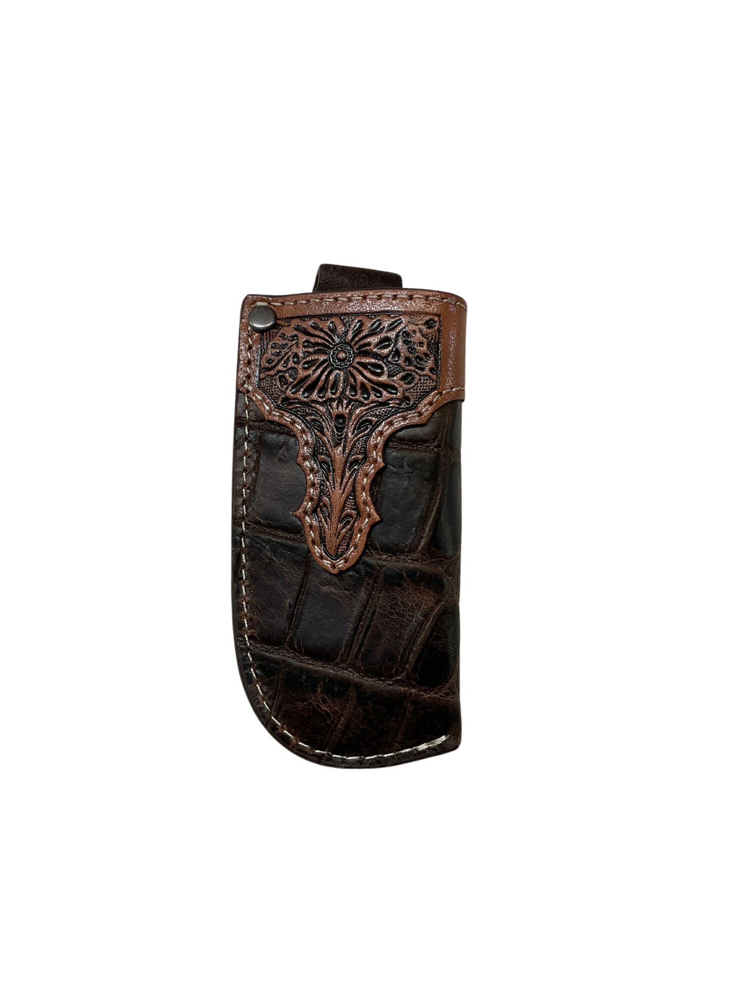 Leather Crocodile Print Knife Sheath