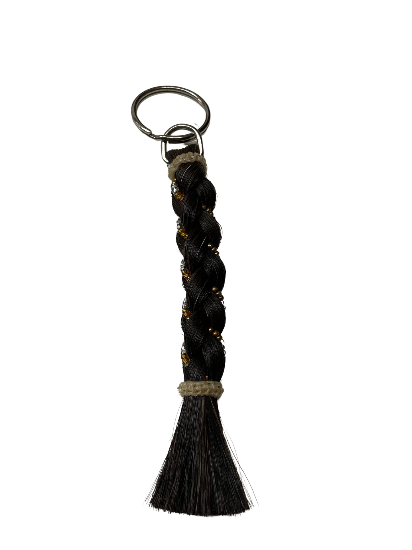 6" Braided Horsehair w/Beads Keychain