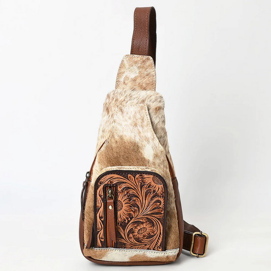 Sling Cowhide Leather tooled Bag