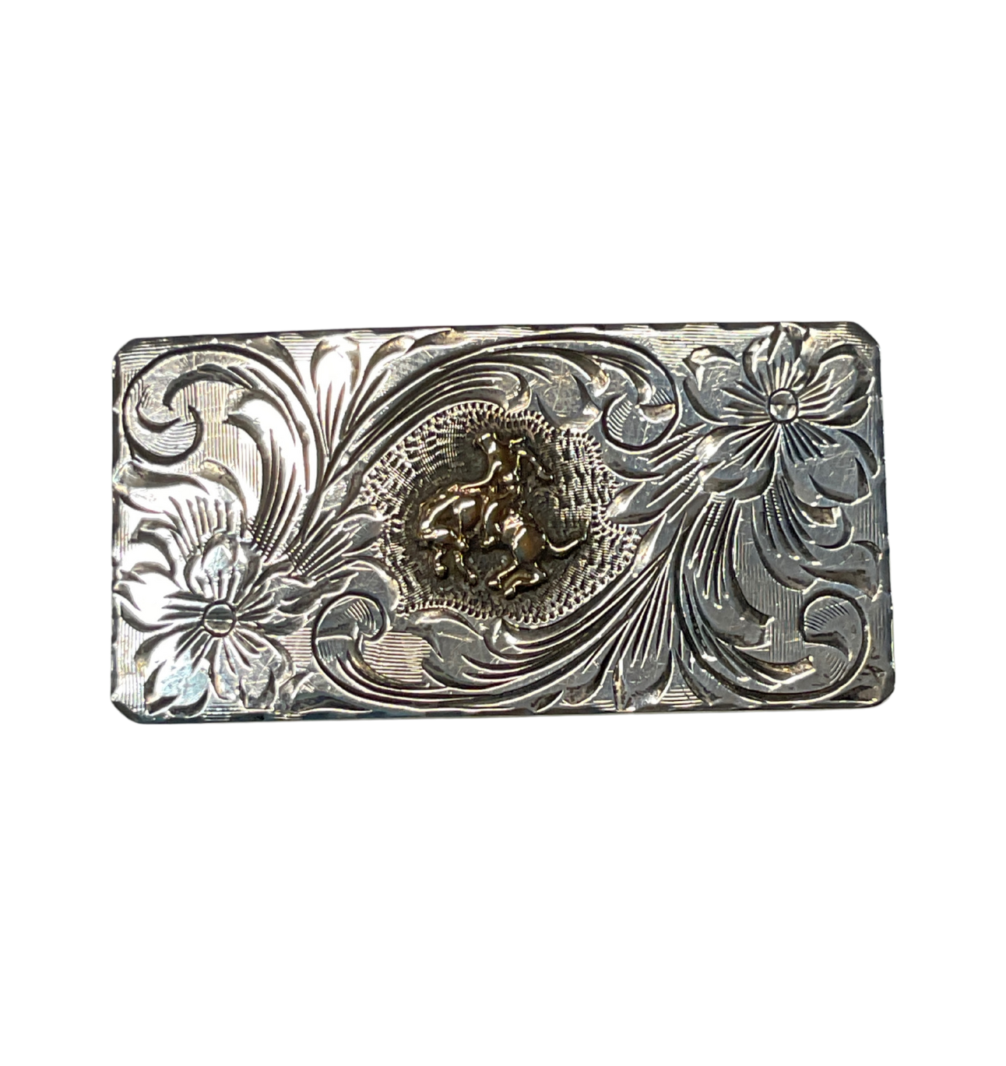 Sterling Silver w/ 10K Gold Bronc Rider Buckle