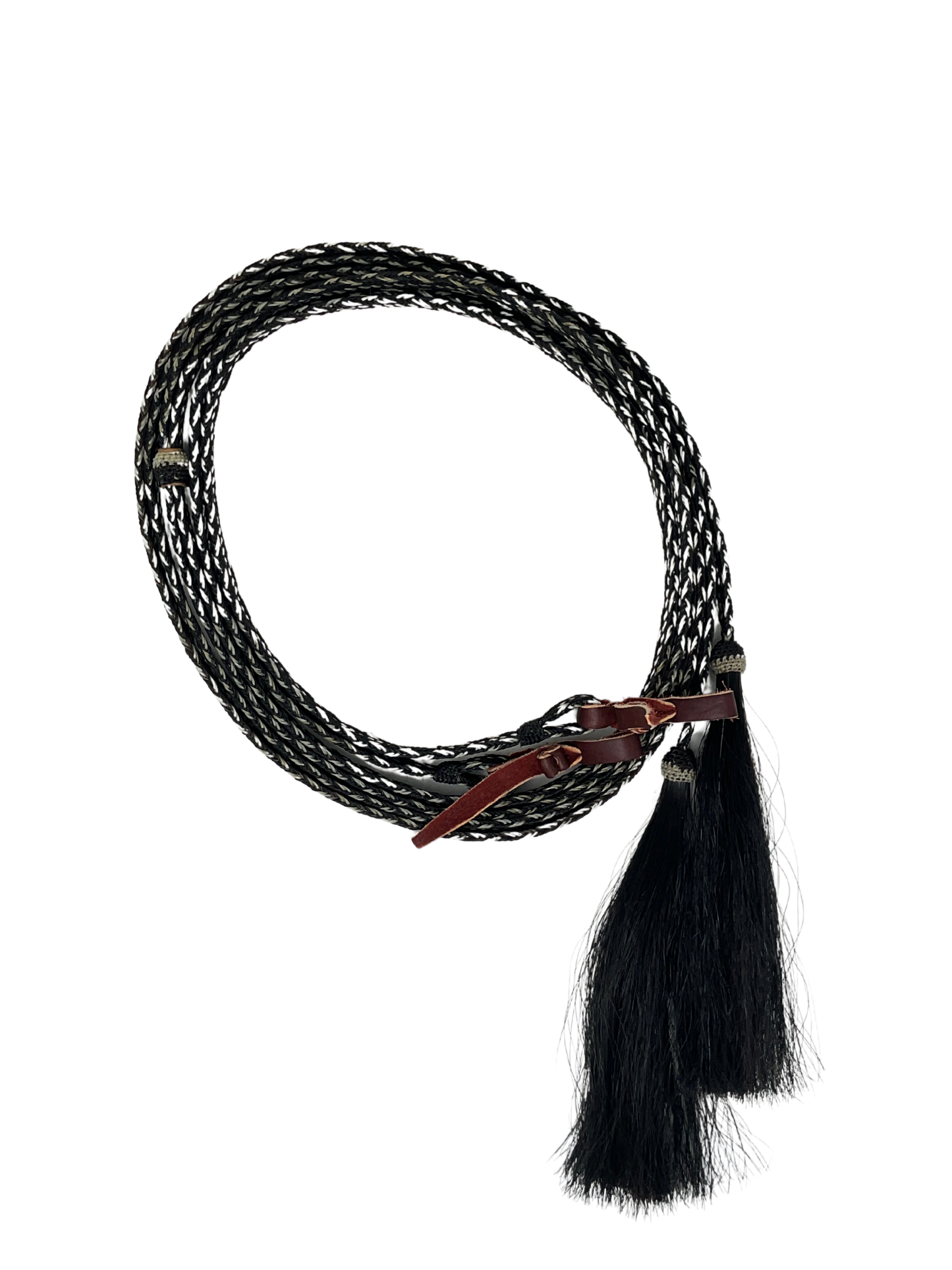 5/8" Flat Braided Horsehair Browband Headstall and Split Reins
