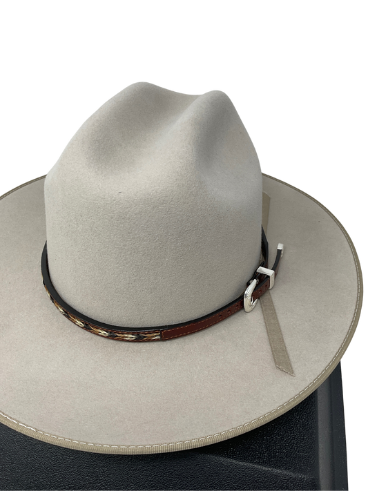 Leather Hat Band w/Horsehair Inlay & Buckle