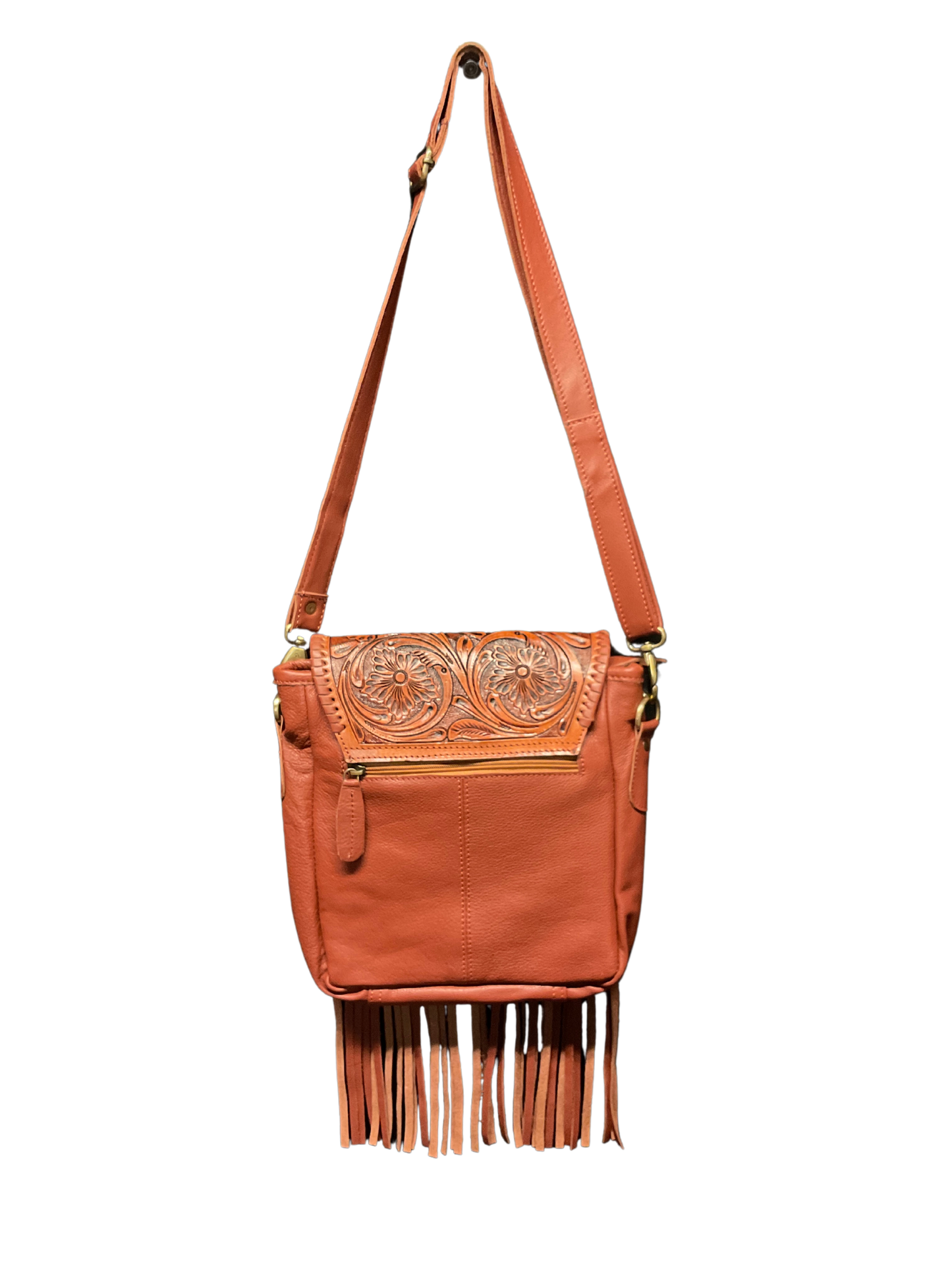Chestnut Colored Floral Carved Purse