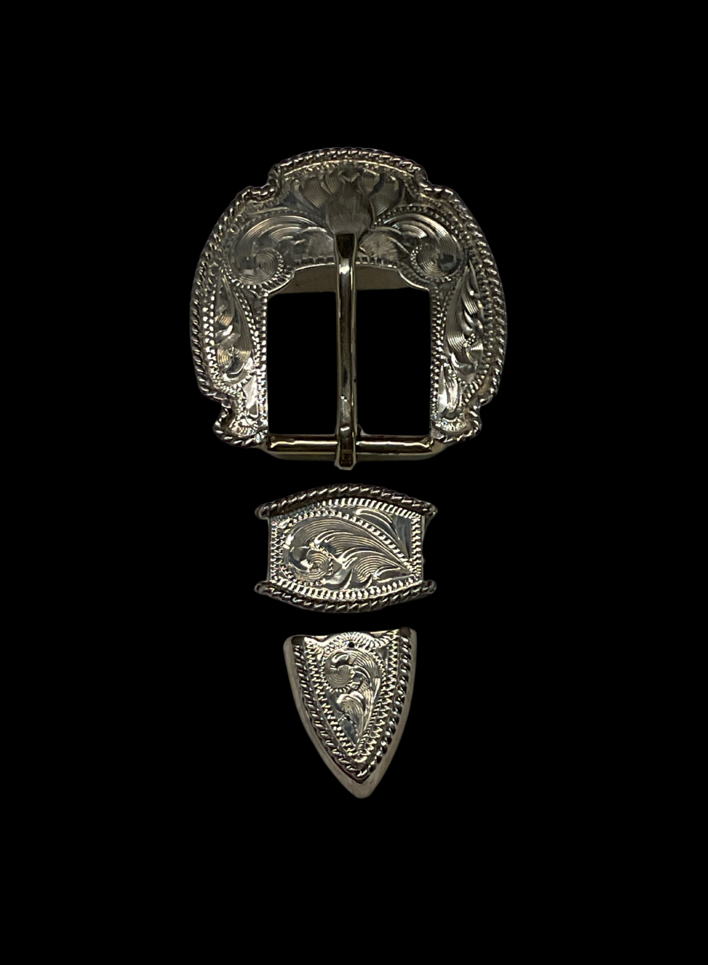Sterling Silver 3/4" Rope Edge Belt Buckle Set