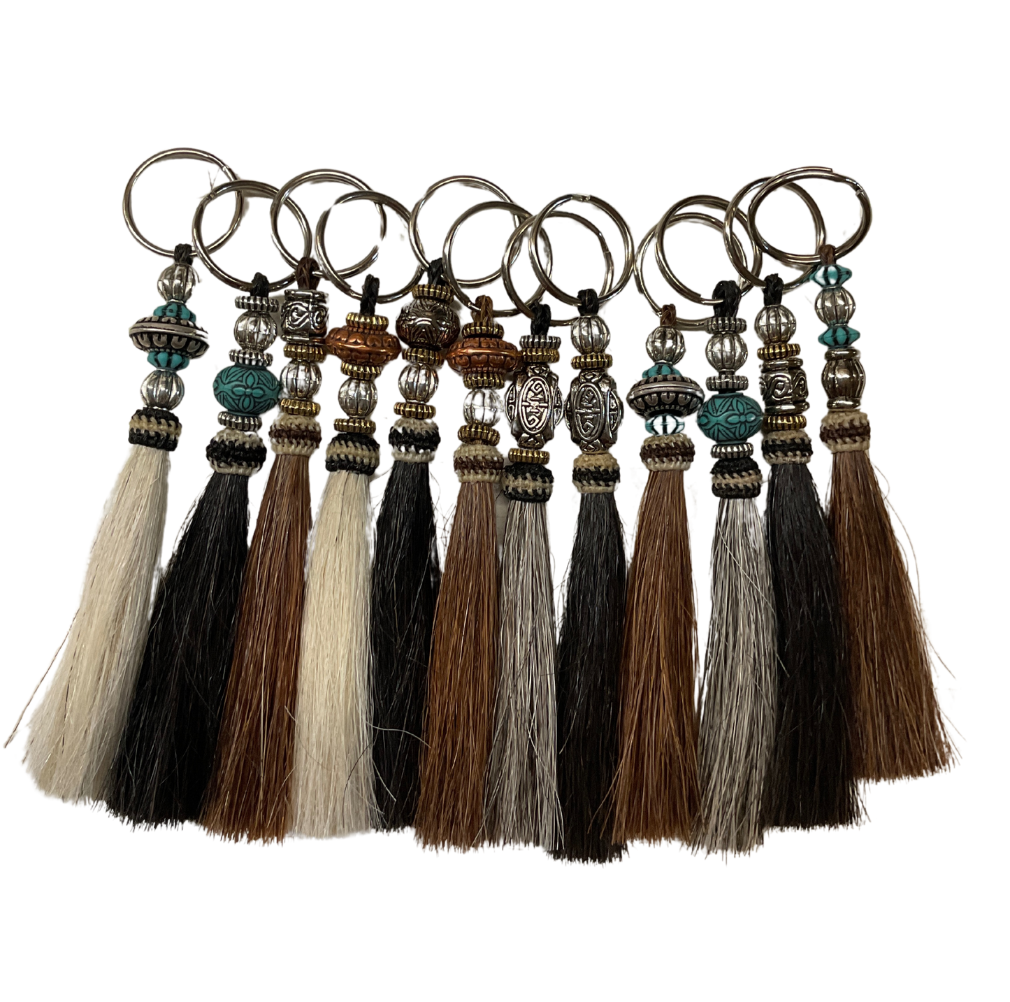 Horse Hair Tassel w/Beads Keychain