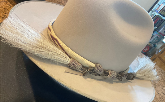 Hitched Horsehair Hat Band w/Double Tassels