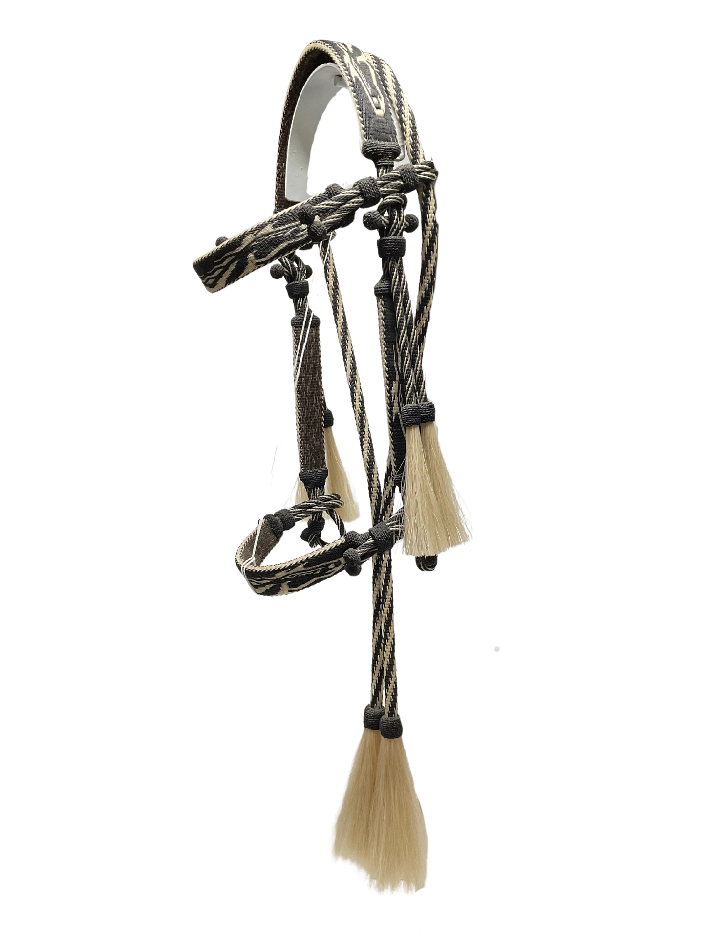 Hitched Horsehair Headstall w/Split Reins & Quirt
