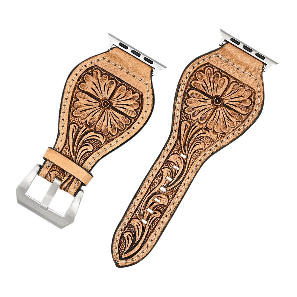 Tan Floral Apple Watch Band