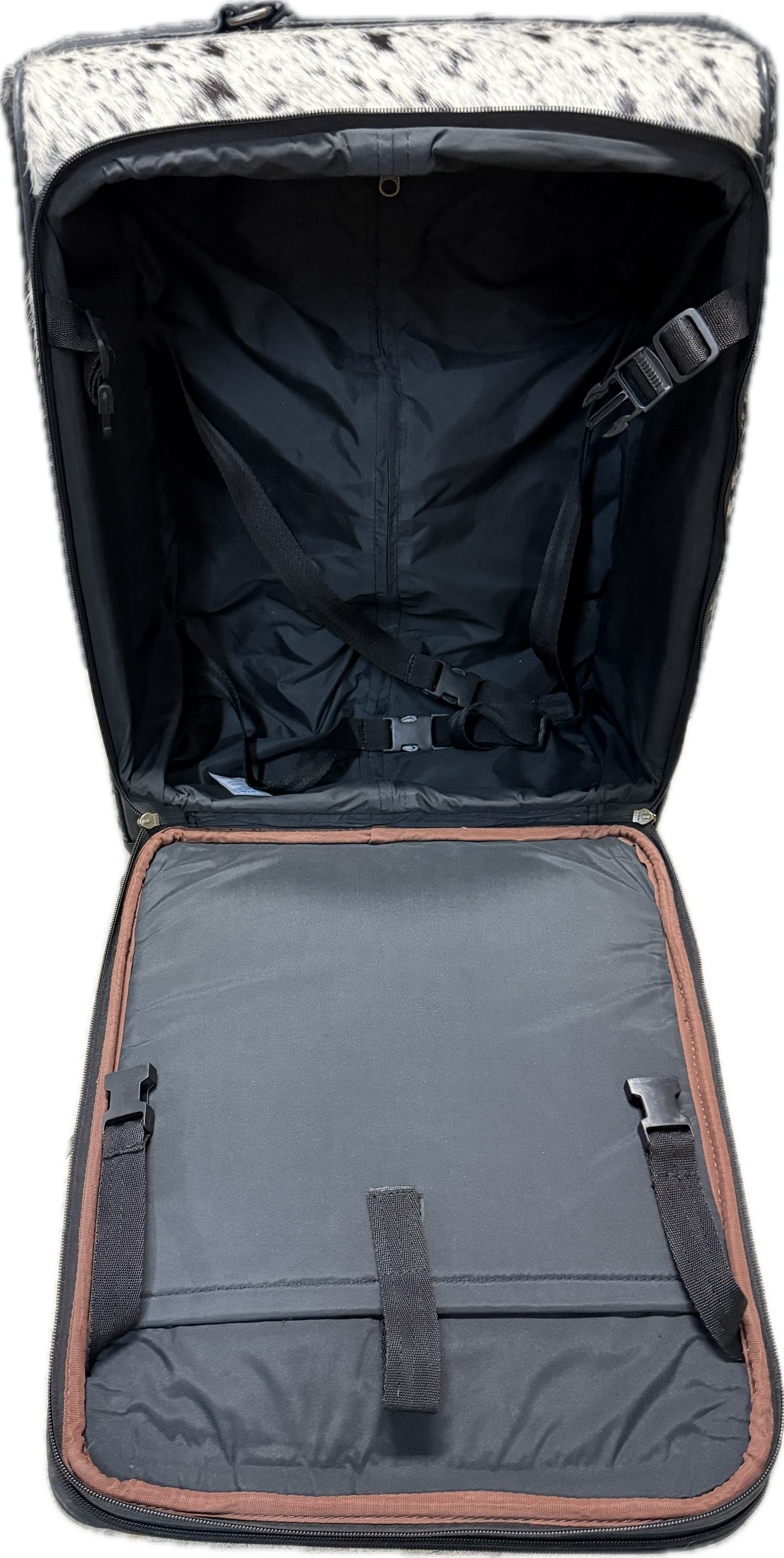 Wheeled Black Cowhide/Leather Luggage