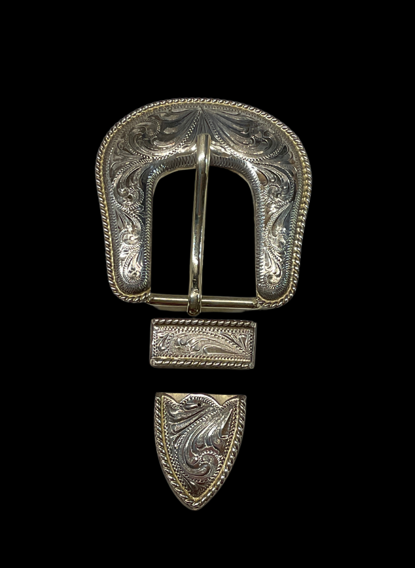 Oakdale Rope Sterling Silver 1" Belt Buckle Set