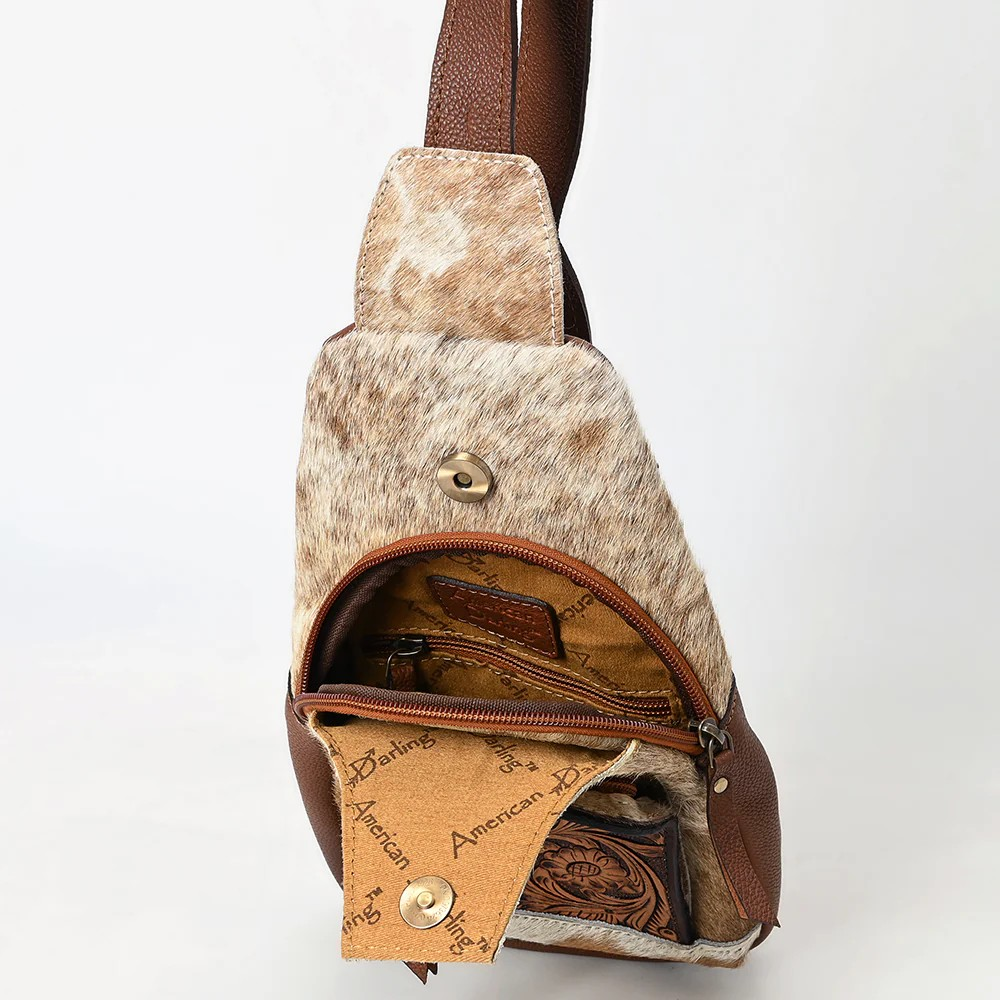 Sling Cowhide Leather tooled Bag