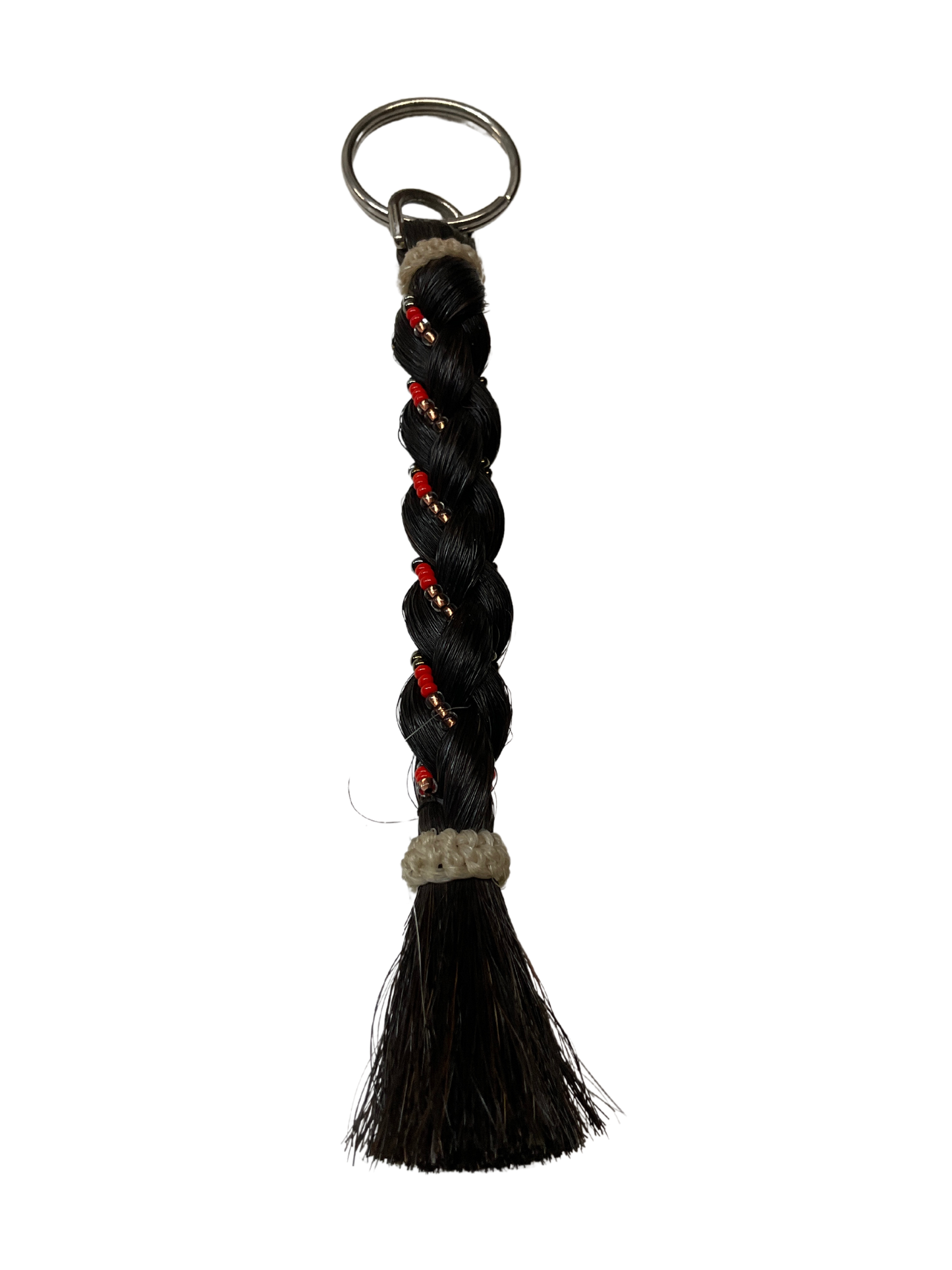 6" Braided Horsehair w/Beads Keychain
